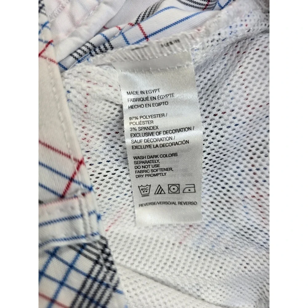 IZOD Golf Shorts Mens‎ 40 White Blue Red Plaid Polyester Blend Performance 10